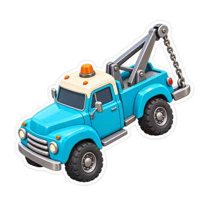 Blue Tow Truck Lifting Its Rear Art Vinyl Decal Stickers