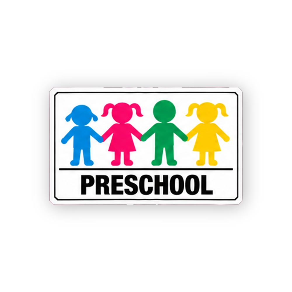 Multicolor Preschool Four Children Panel Vinyl Decal Stickers