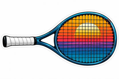 Tennis Racket with Sunset Gradient Strings Vinyl Decal Stickers