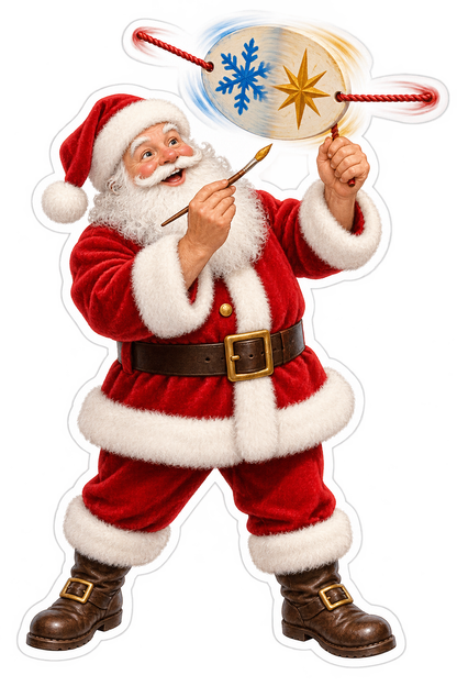 Santa Spinning Painted Snowflake Disc Art Vinyl Decal Stickers
