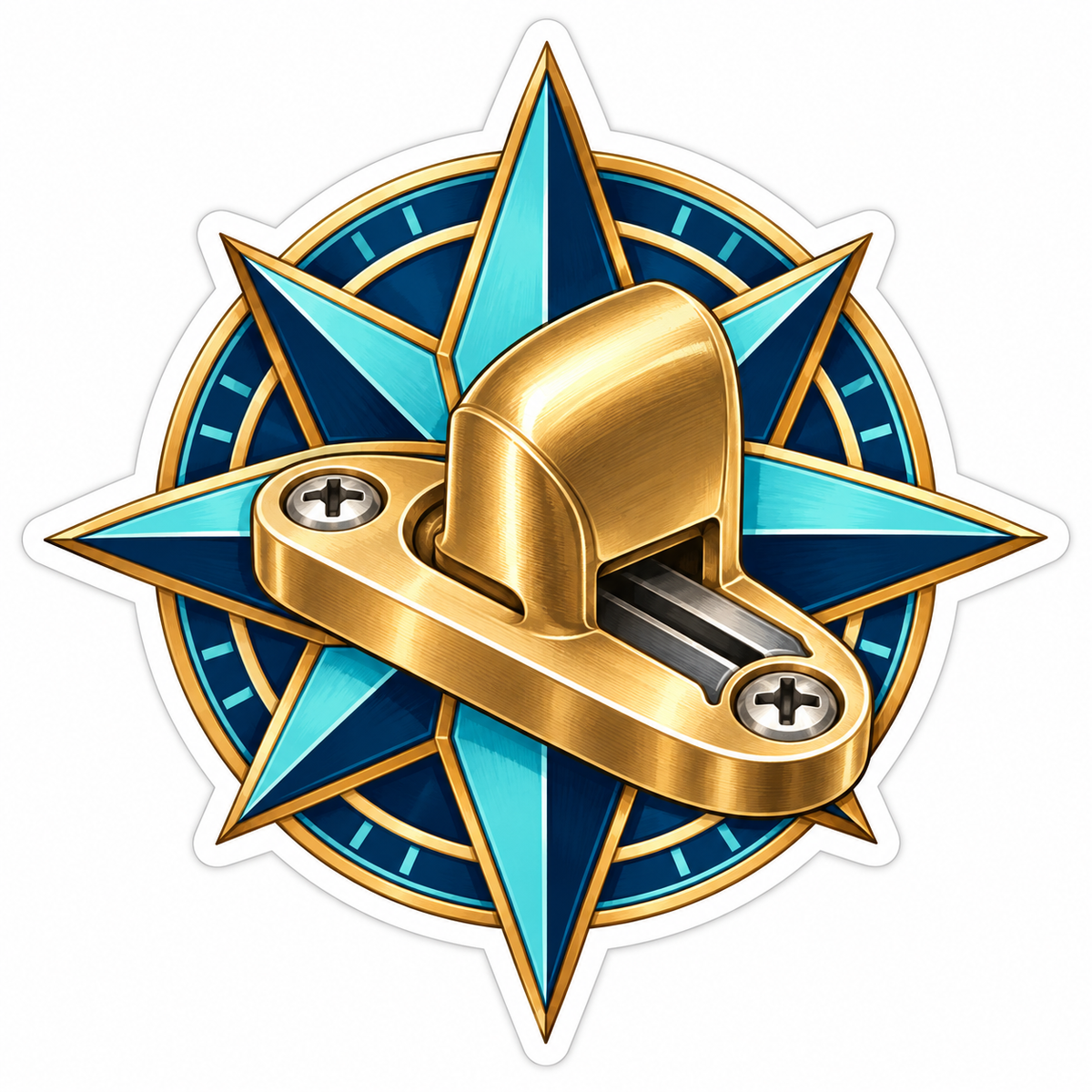 Gold Sail Track Stop Compass Art Vinyl Decal Stickers