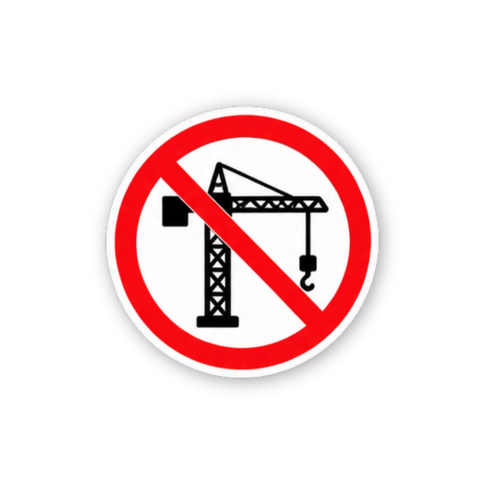 Red Crossed Tower Crane Hook Circle Vinyl Decal Stickers