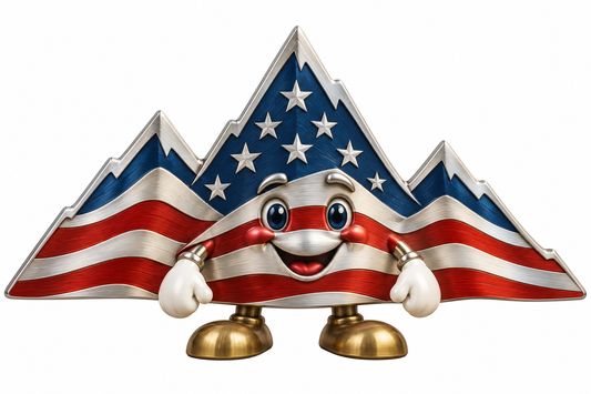 Patriotic Silver Mountain Peaks Mascot Art Vinyl Decal Stickers