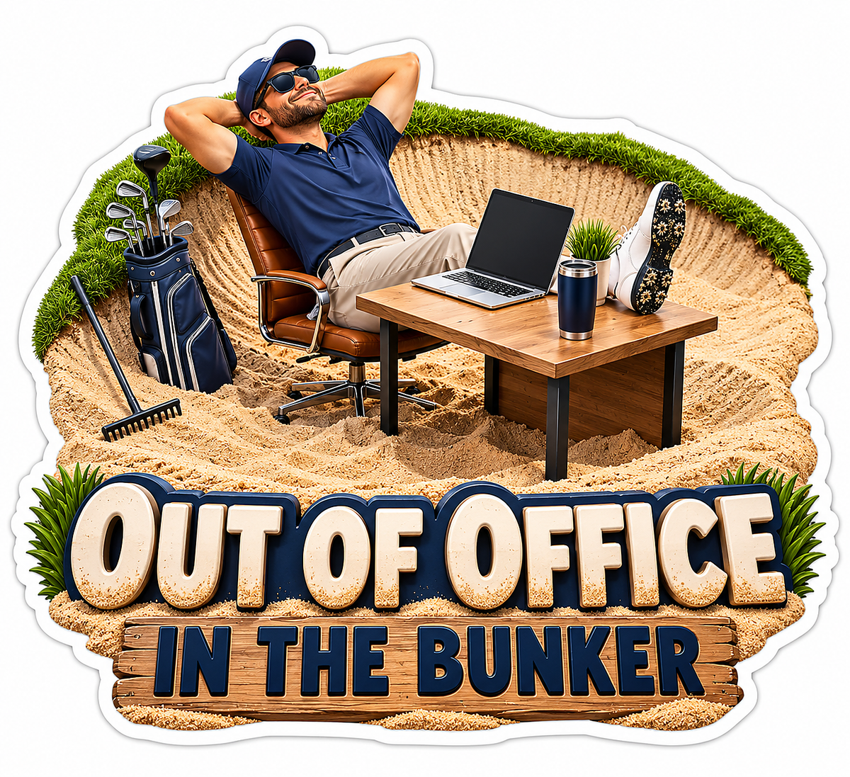Golfer Bunker Office Humor Quote Vinyl Decal Stickers