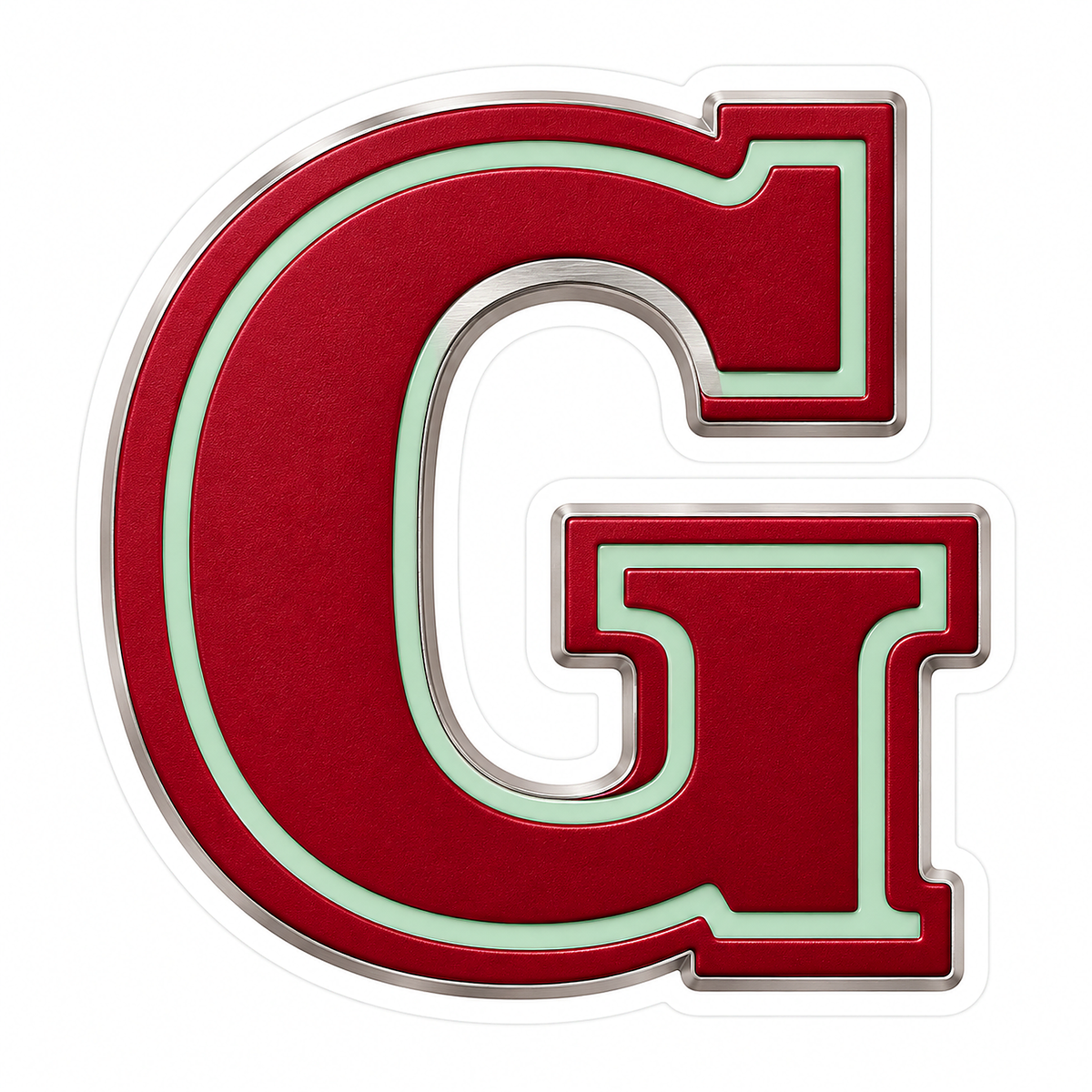 Cranberry Red Mint Trim Letter G Vinyl Decal Stickers