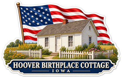 Hoover Birthplace Cottage USA Flag Vinyl Decal Stickers