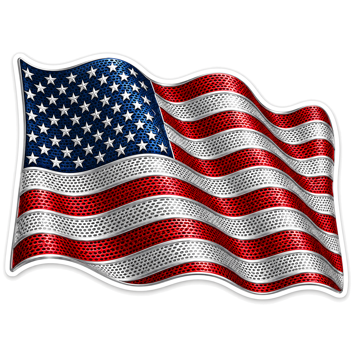 American Flag Perforated Metal Wave Vinyl Decal Stickers
