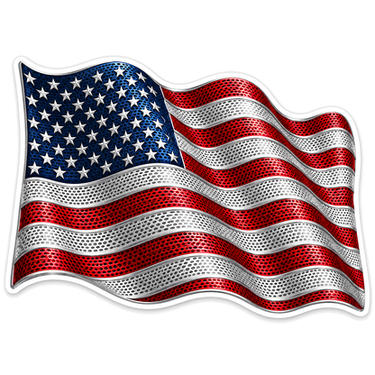 American Flag Perforated Metal Wave Vinyl Decal Stickers