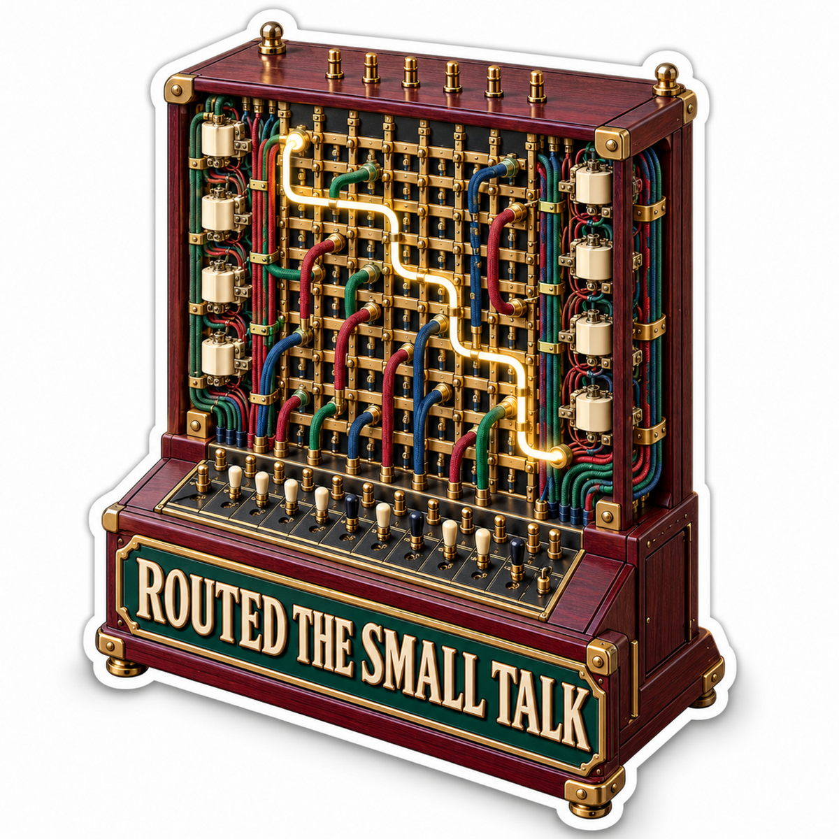 Vintage Switchboard with Glowing Gold Paths Art Vinyl Decal Stickers