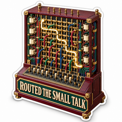Vintage Switchboard with Glowing Gold Paths Art Vinyl Decal Stickers