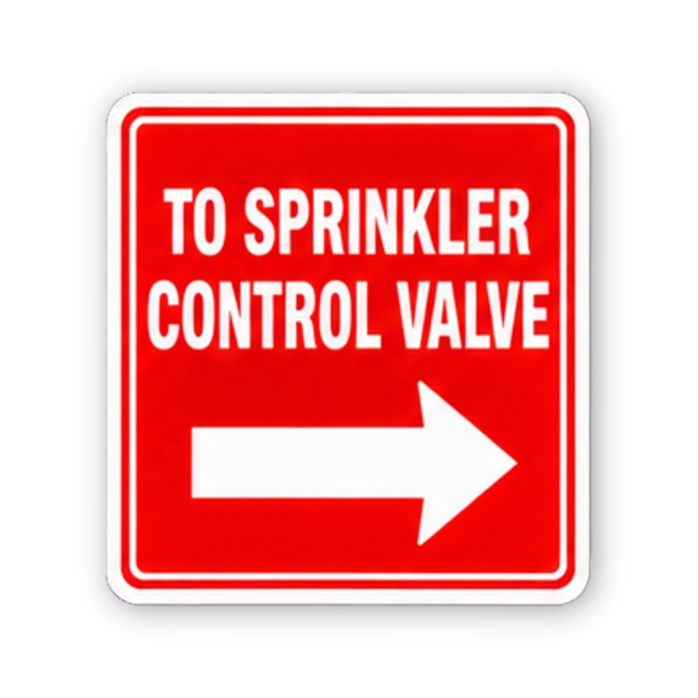 Red Sprinkler Control Valve Right Arrow Portrait Vinyl Decal Stickers