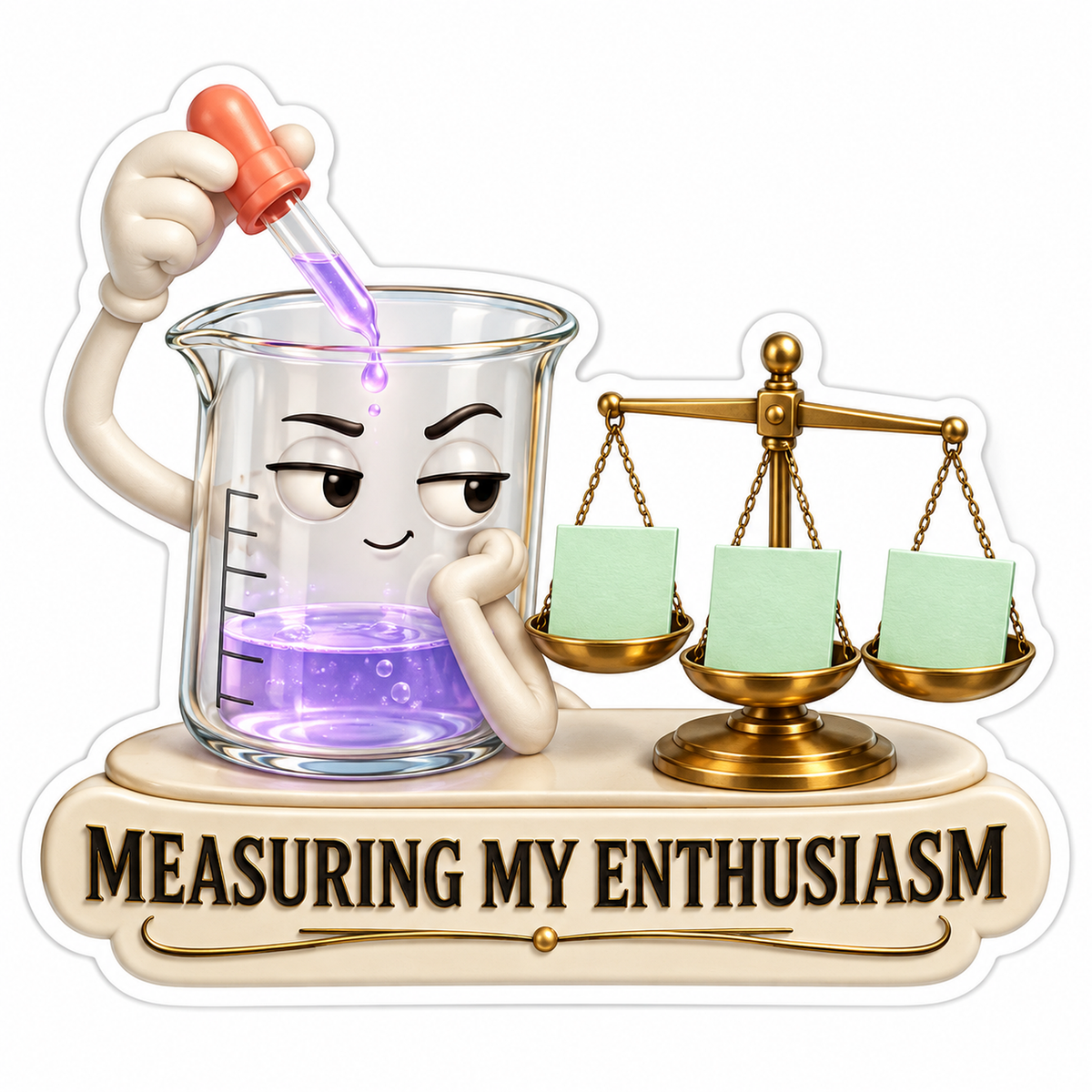 Glass Beaker beside Three Pan Balance Art Vinyl Decal Stickers