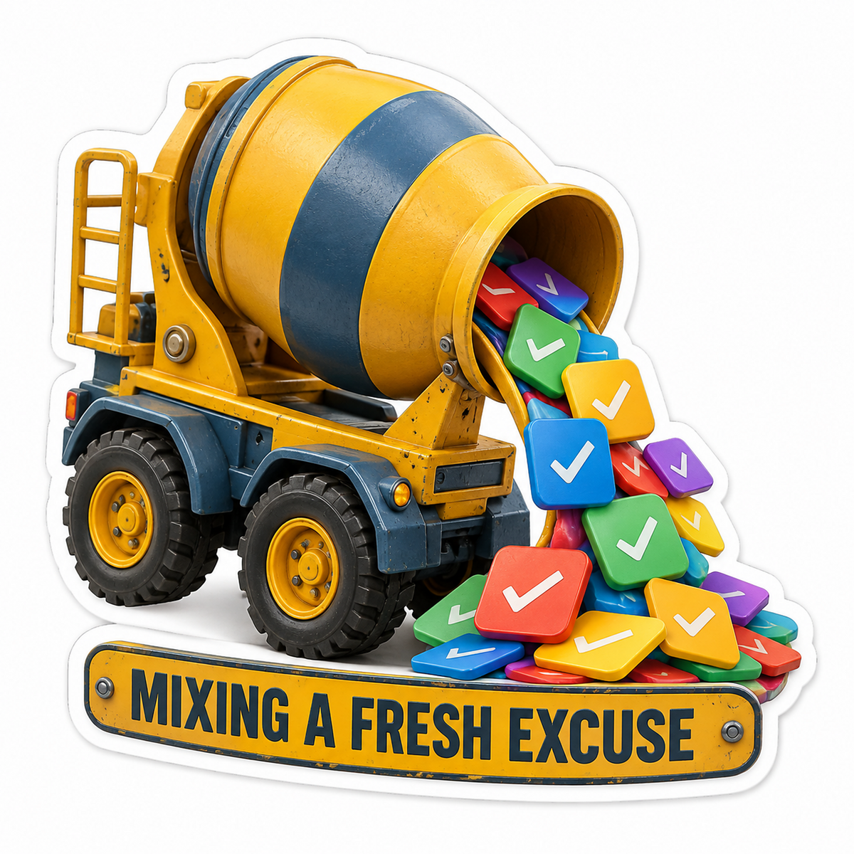 Yellow Mixer Pouring Colorful Check Marks Vinyl Decal Stickers