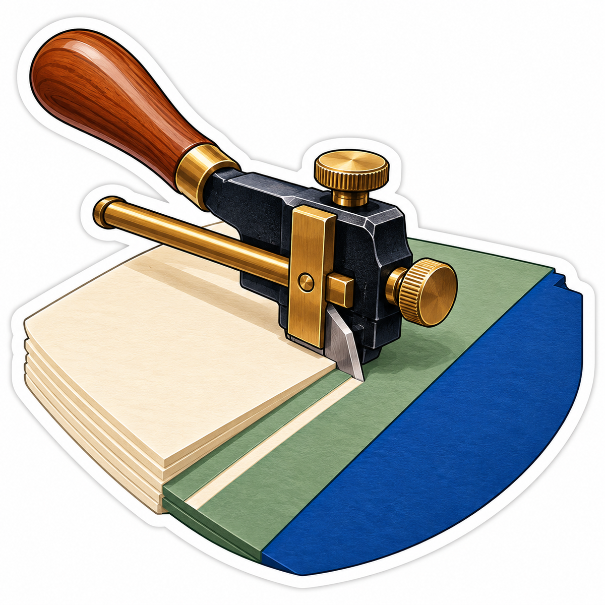 Wood Handled Bookbinding Tool Art Vinyl Decal Stickers