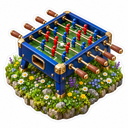 Blue Foosball Table in Wildflower Meadow Art Vinyl Decal Stickers