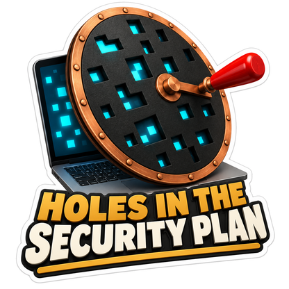 Holes in the security plan Cardan grille laptop meme sticker decal