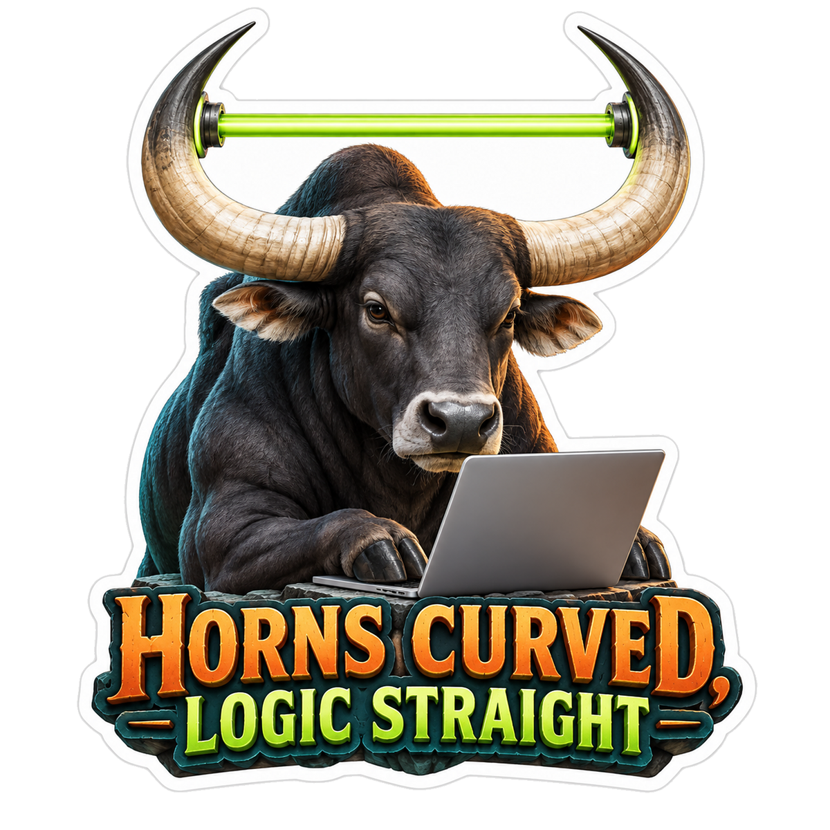 Horns Curved Logic Straight Kouprey laptop meme sticker decal
