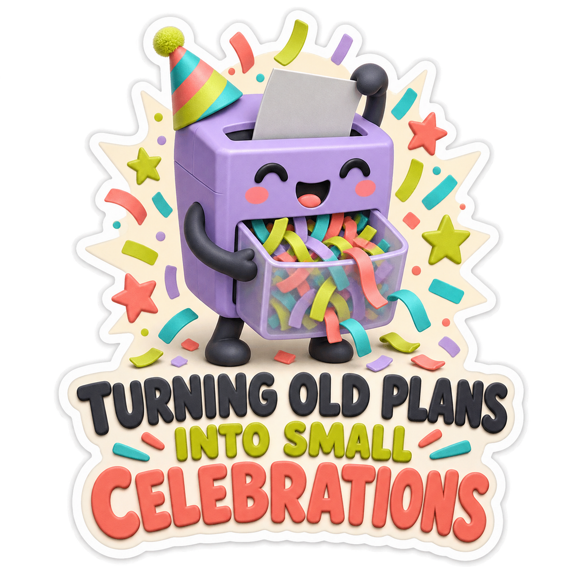 Paper Shredder Party Planner funny meme sticker decal