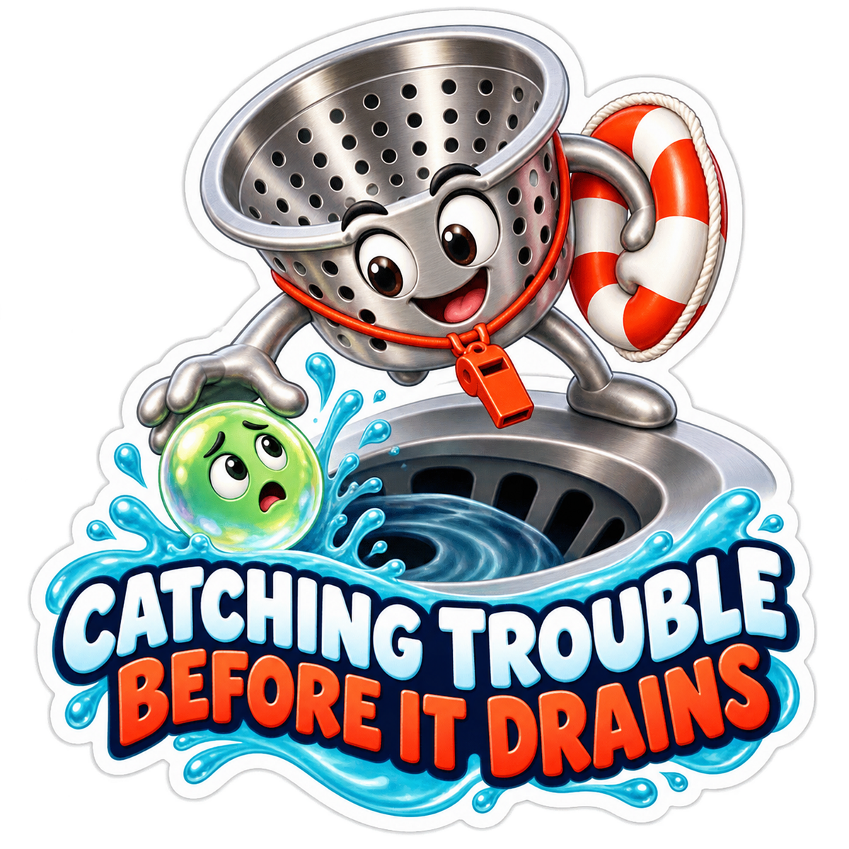 Sink Strainer Lifeguard funny meme sticker decal