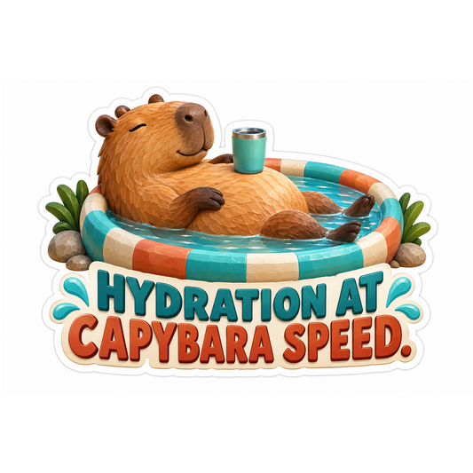 Hydration at Capybara Speed funny water bottle sticker decal