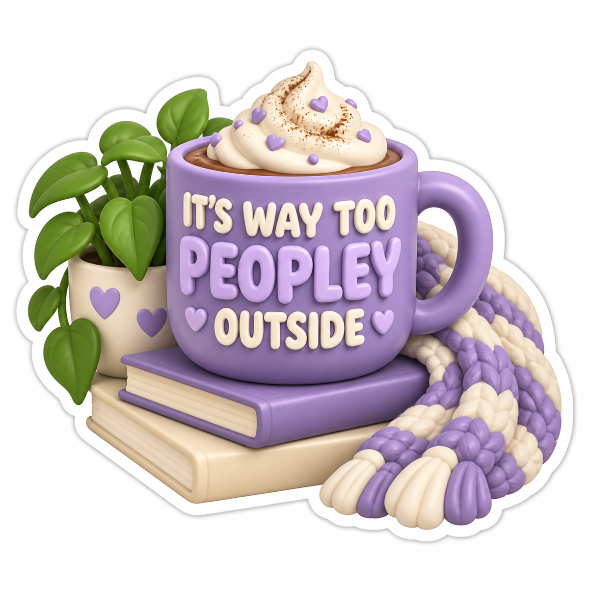 It'S Way Too Peopley Outside Lavender Cream Vinyl Sticker Decal