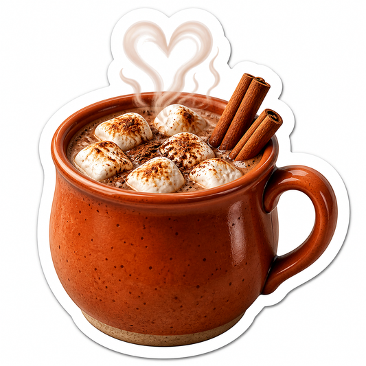 Hot Cocoa Cinnamon Marshmallows Heart Steam Vinyl Sticker Decal