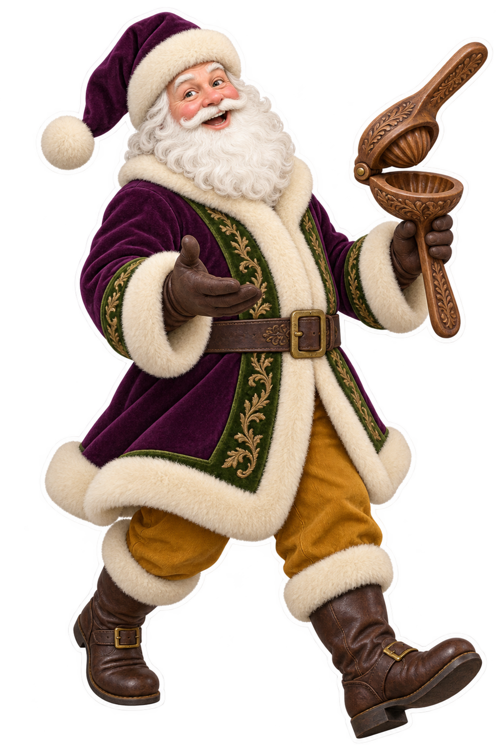 Santa Antique Carved Wood Lemon Squeezer Vinyl Sticker Decal