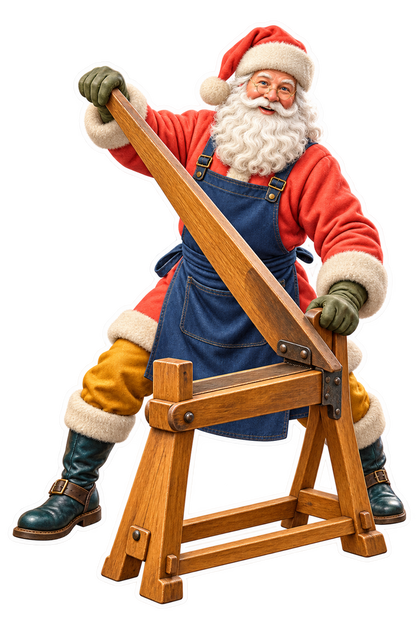 Santa Traditional Wooden Flax Brake Vinyl Sticker Decal