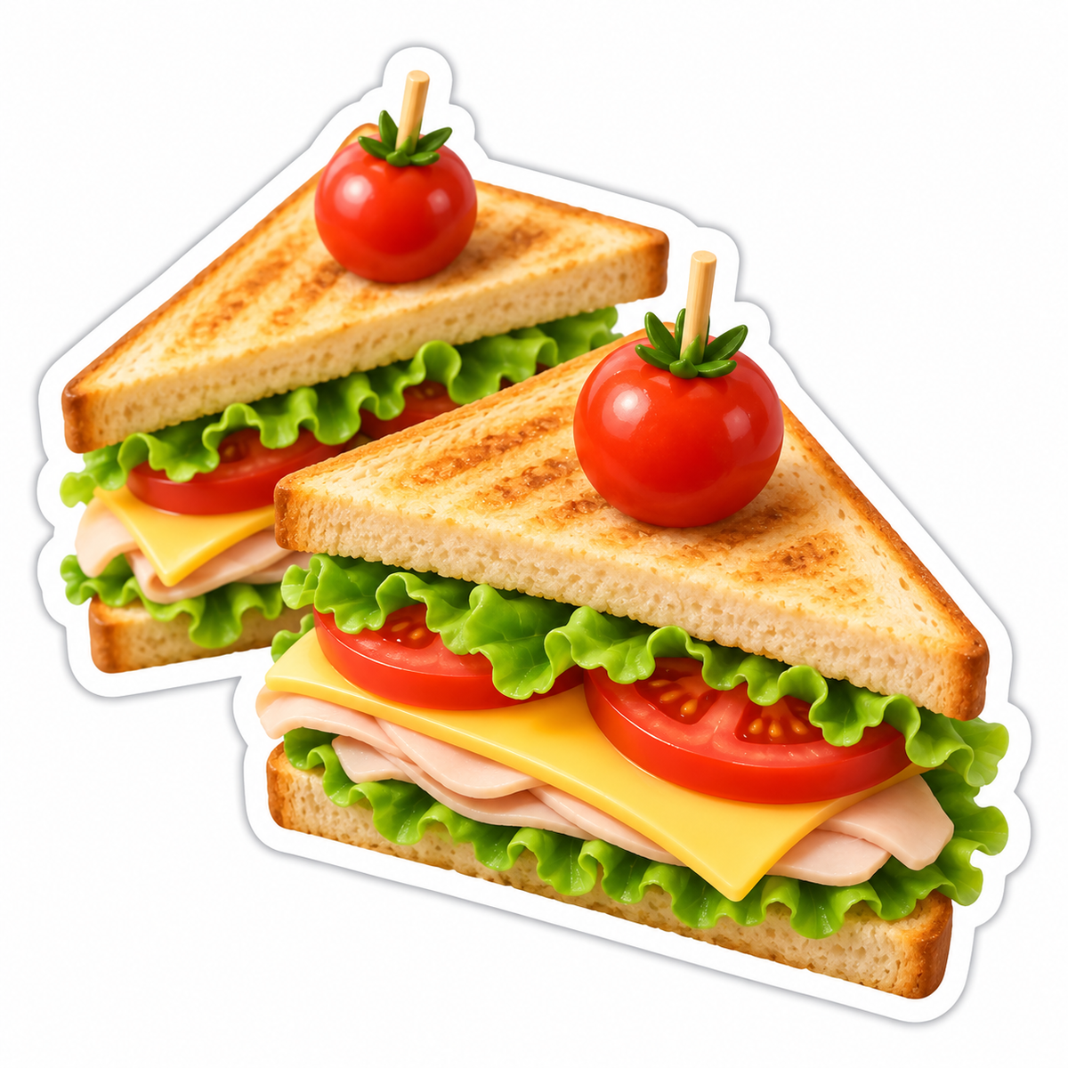 Two Triangular Club Sandwiches With Lettuce Vinyl Sticker Decal