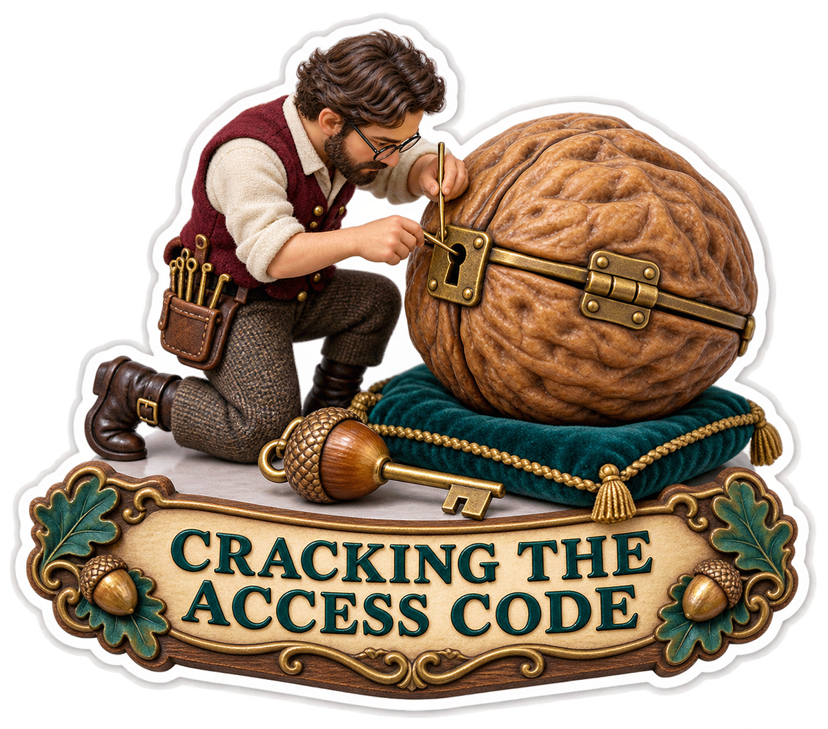 Cracking the Access Code Man Walnut Vinyl Sticker Decal