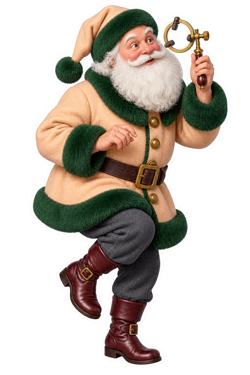 Santa Antique Brass Hydrometer Float Clamp Vinyl Sticker Decal