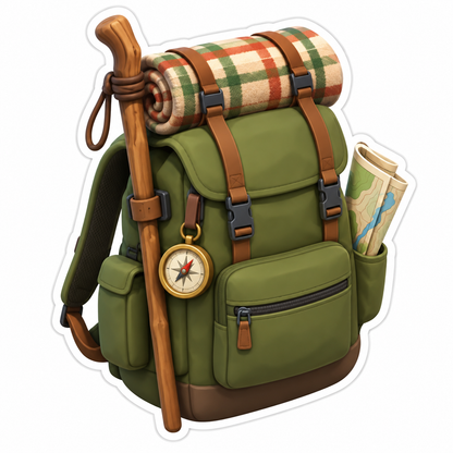 Olive Hiking Backpack Vinyl Sticker Decal