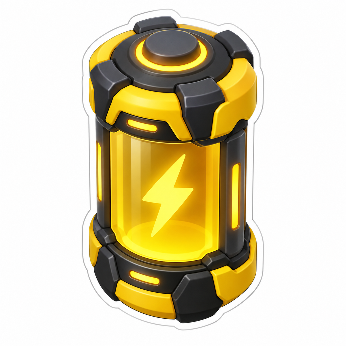 Fictional Yellow Black Futuristic Energy Canister Vinyl Sticker Decal