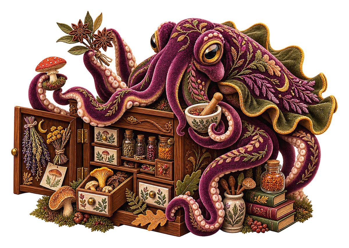Velvet Cuttlefish Witchy Spice Cabinet Botanist Vinyl Sticker Decal