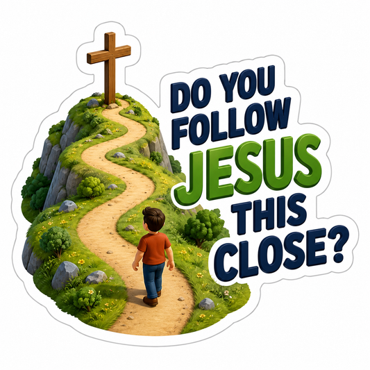 Do You Follow Jesus This Close Path Cross Vinyl Sticker Decal