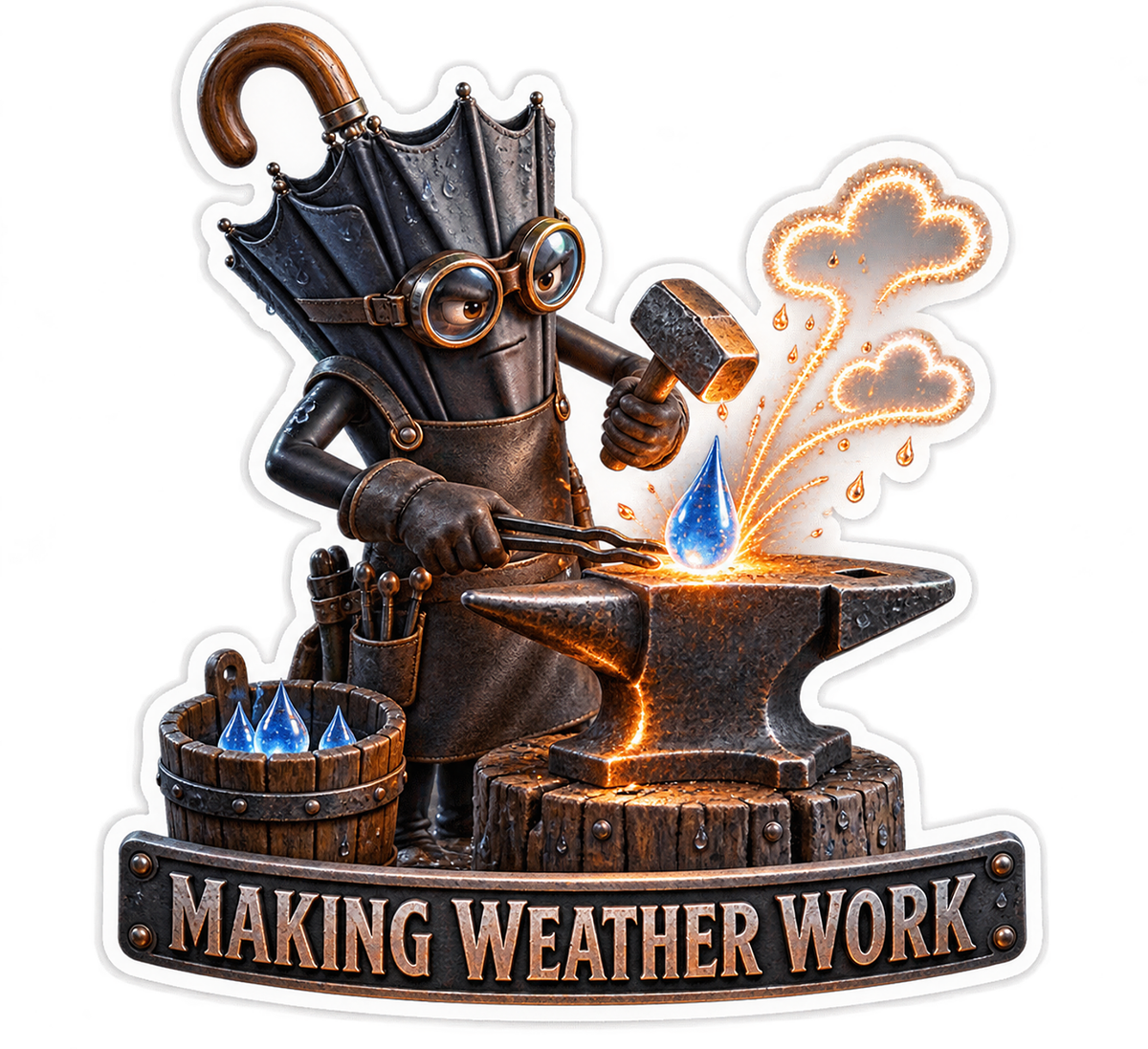 Making Weather Work Umbrella Blacksmith Vinyl Sticker Decal