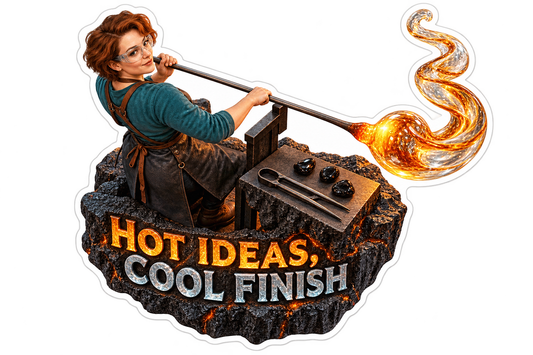 Hot Ideas Cool Finish Woman Glassblower Vinyl Sticker Decal