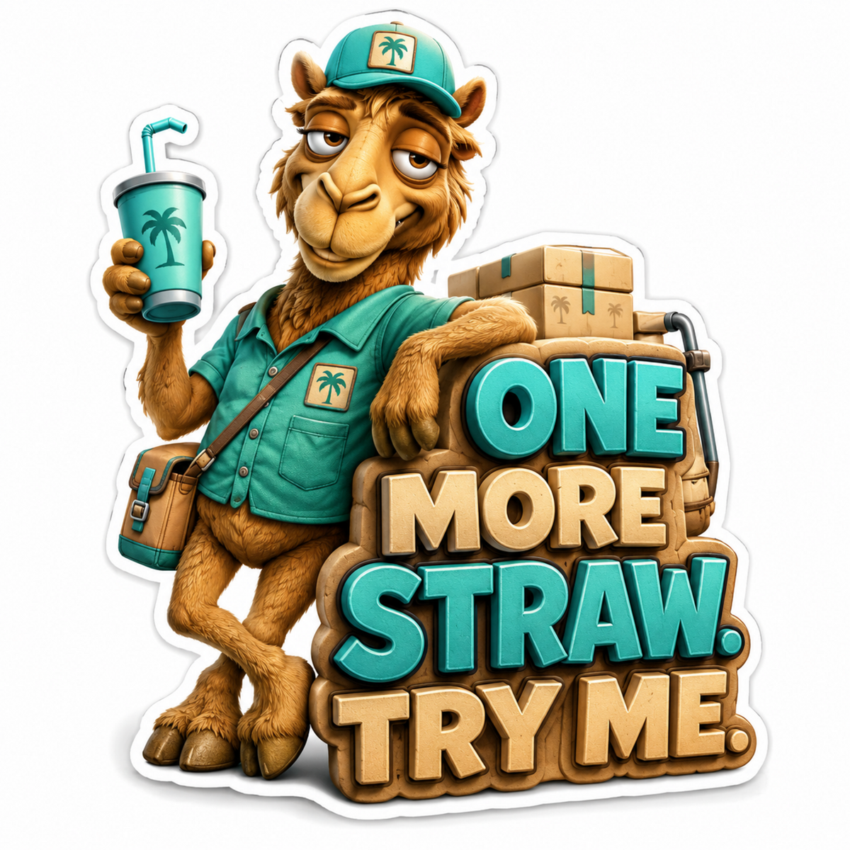 One More Straw Try Me Camel Vinyl Sticker Decal