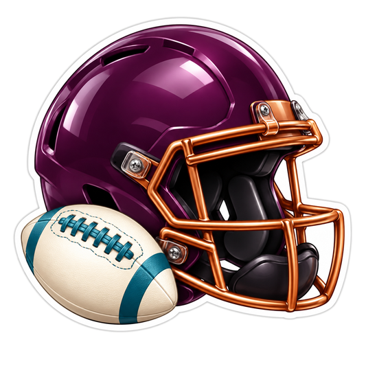 Deep Plum Football Helmet With Copper Faceguard Vinyl Sticker Decal