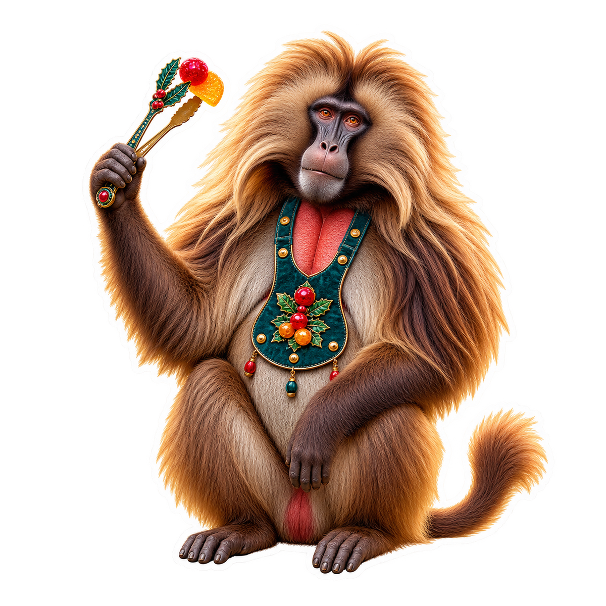 Looped Mohair Gelada Bolo Rei Fruit Tongs Vinyl Sticker Decal