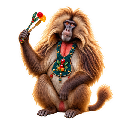 Looped Mohair Gelada Bolo Rei Fruit Tongs Vinyl Sticker Decal
