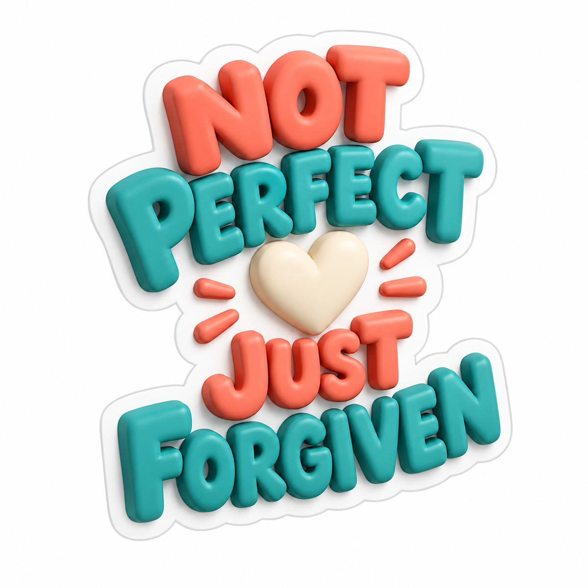 Not Perfect Just Forgiven Coral Teal Vinyl Sticker Decal