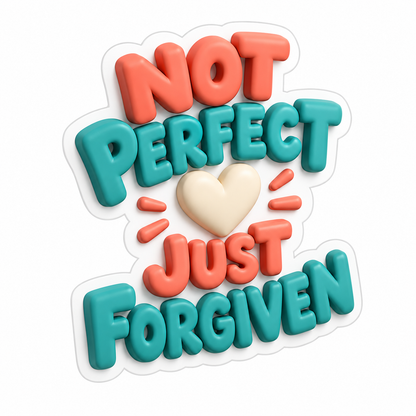 Not Perfect Just Forgiven Coral Teal Vinyl Sticker Decal