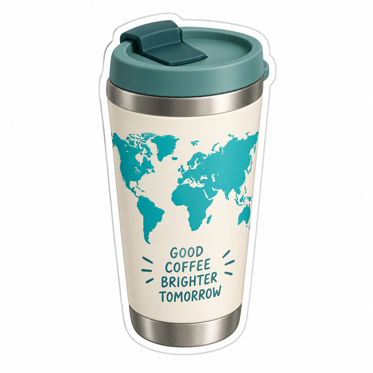 Reusable Cream Coffee Tumbler Decorated Vinyl Sticker Decal