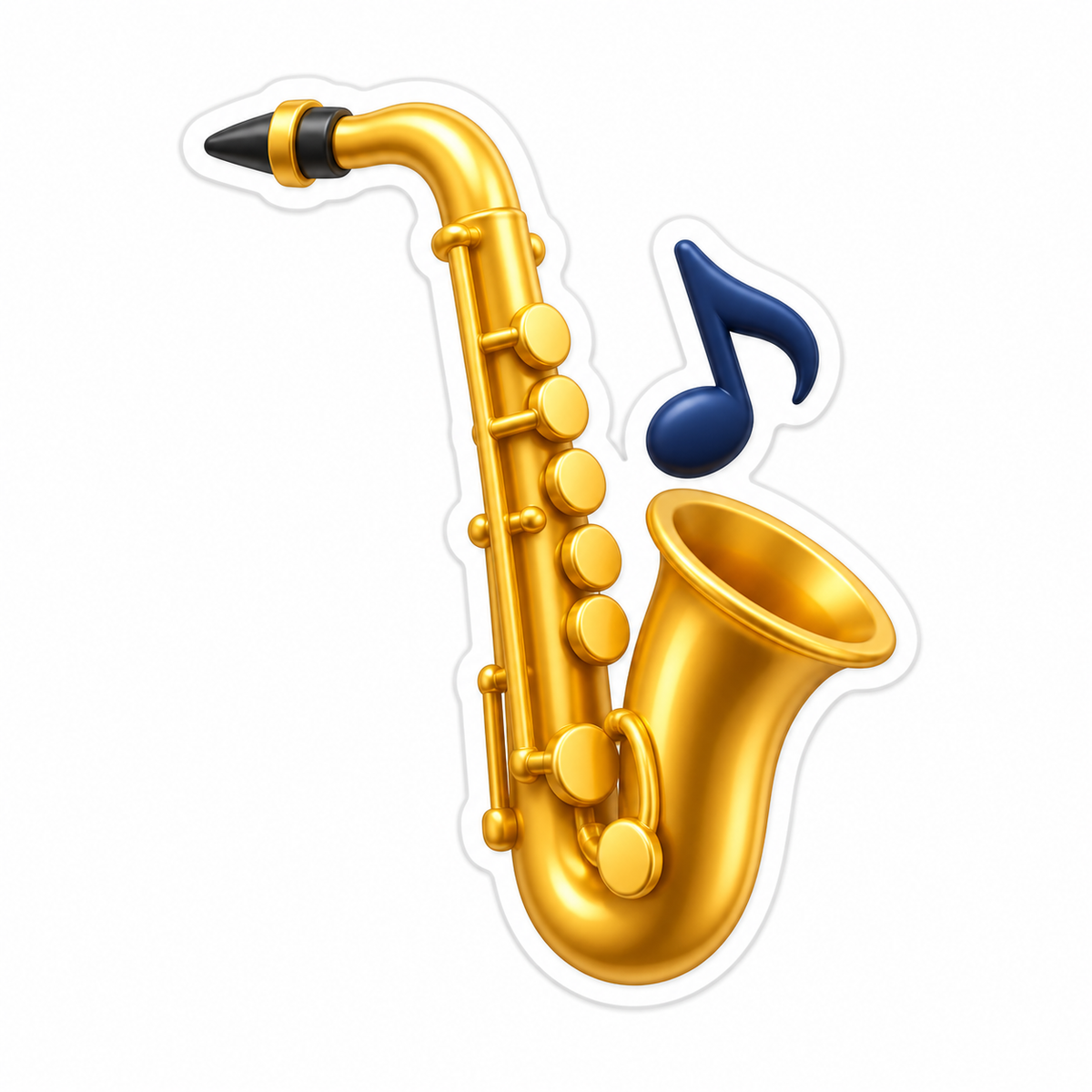 Golden Saxophone Curling Over Navy Music Note Vinyl Sticker Decal