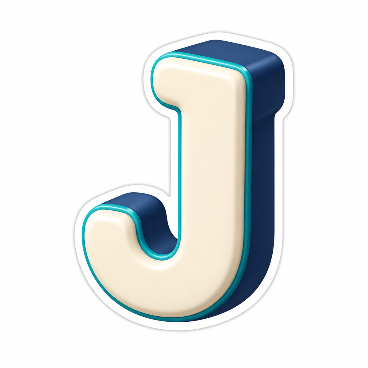 Uppercase Letter J In Cream Vinyl Sticker Decal