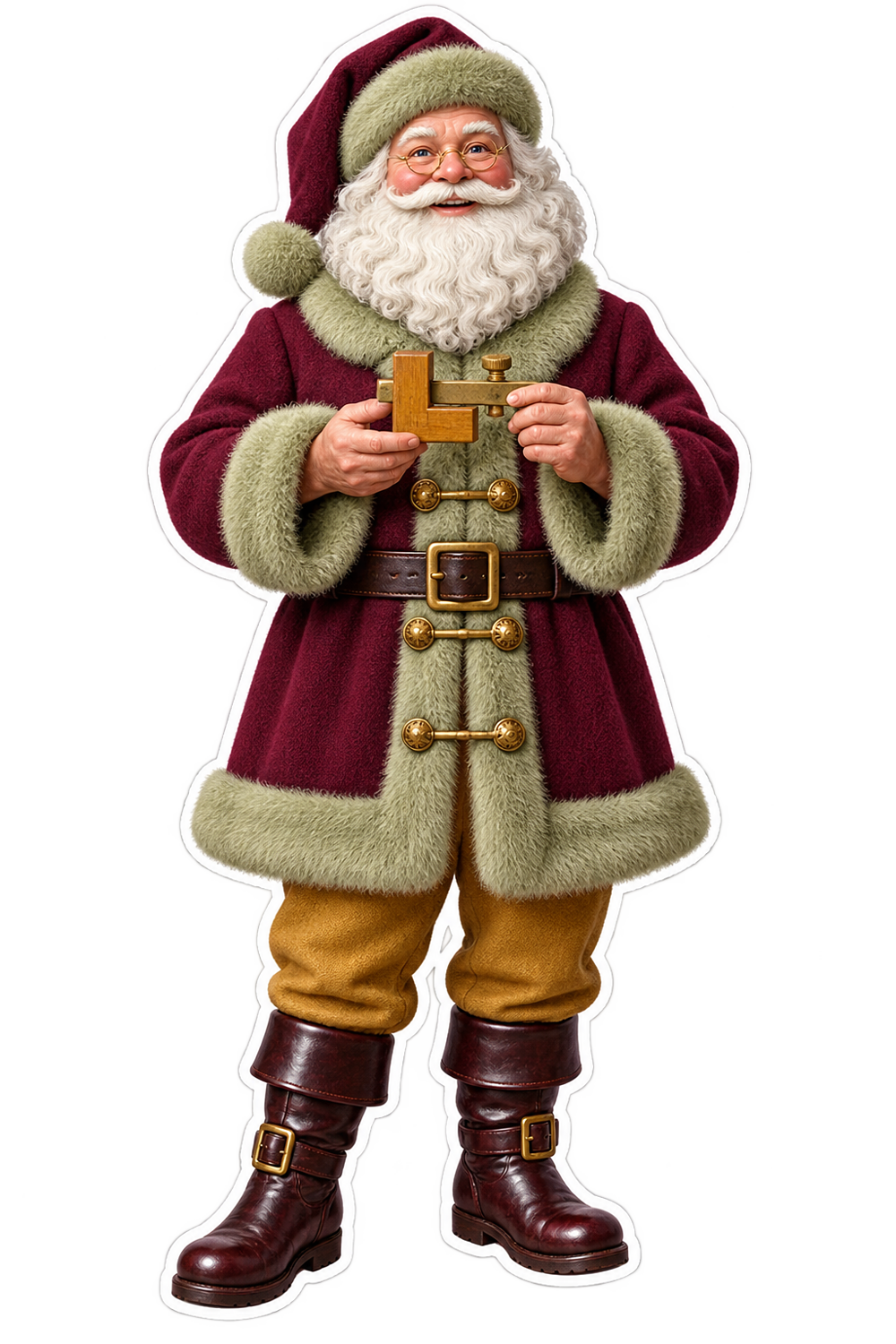 Santa Boxwood Brass Printing Type High Gauge Vinyl Sticker Decal