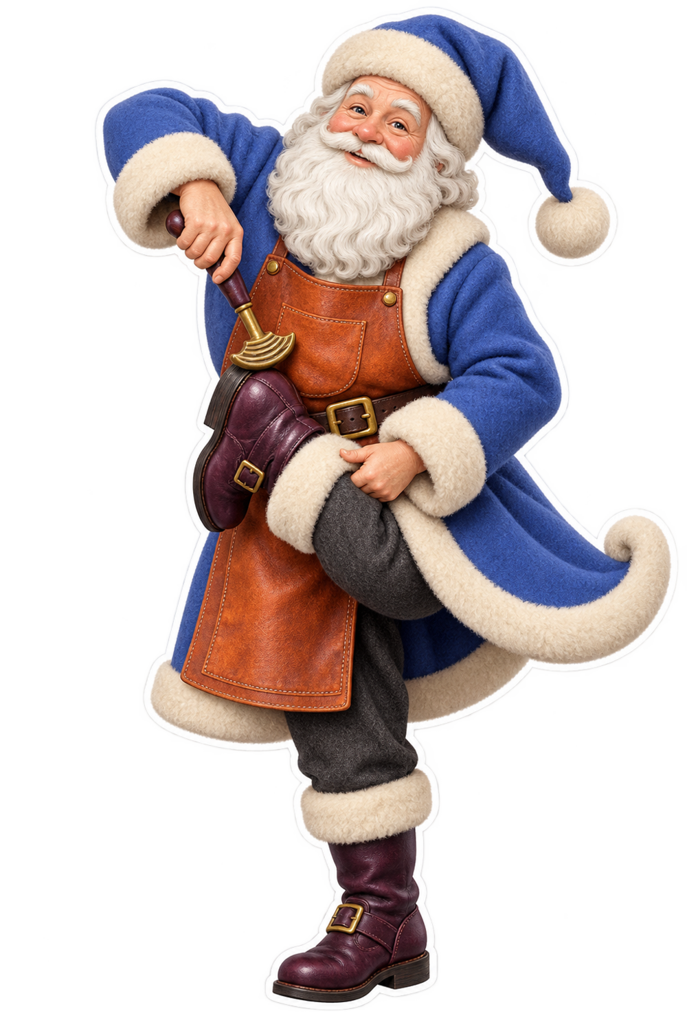 Santa Antique Cobblers Brass Heel Burnisher Vinyl Sticker Decal