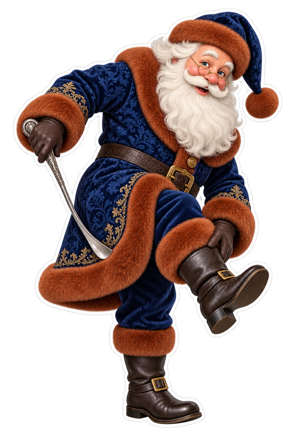 Santa Victorian Silver Shoehorn Vinyl Sticker Decal