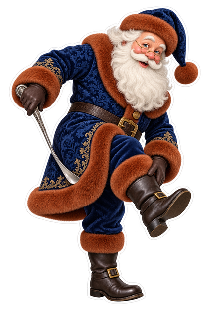 Santa Victorian Silver Shoehorn Vinyl Sticker Decal
